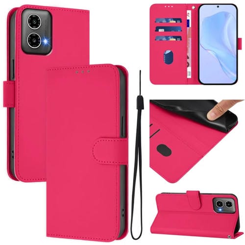 Funda de Piel Sintética con Cordón para Motorola Moto G34 5G y G45 5G (Rosa)