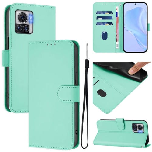 Funda de Piel Sintética con Cordón para Motorola Moto X30 Pro 5G (Verde Menta)