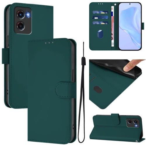 Funda de Piel Sintética con Cordón para Motorola Moto G05 (Verde Oscuro)