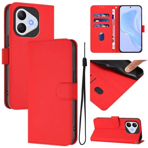 Funda de Cuero con Textura de Piel y Cordón para Honor 400 Lite (Rojo)