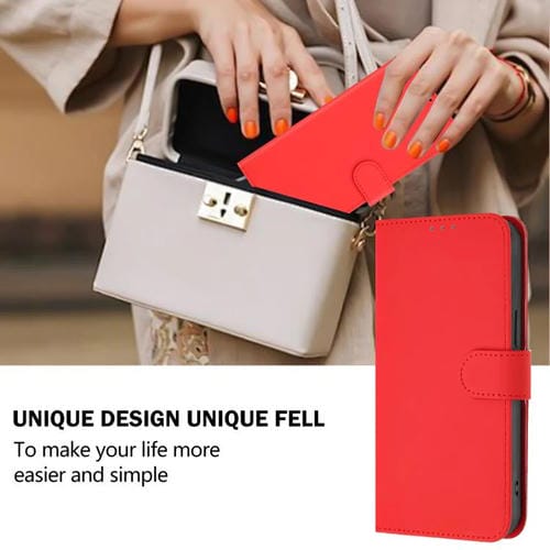 Funda de cuero con textura de piel y cordón para Honor X6C 4G (rojo)