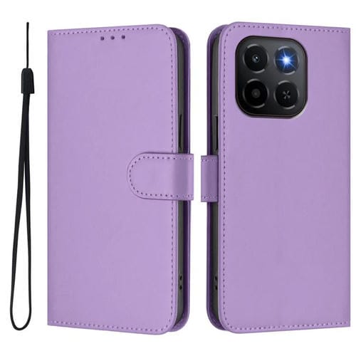 Funda de cuero con textura de piel y cordón para Honor X6C 4G (morado lavanda)