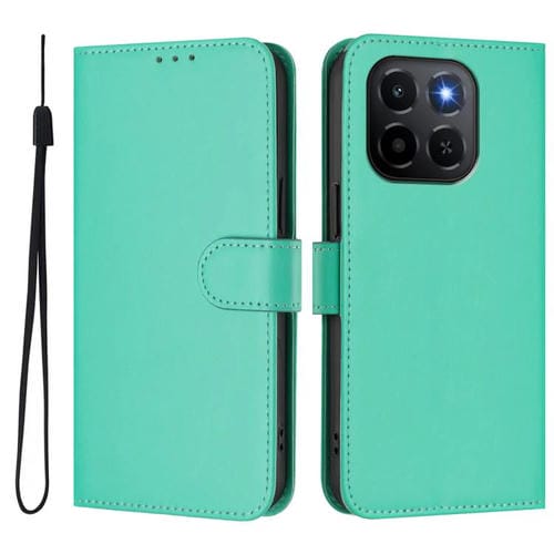 Funda de cuero con textura de piel y cordón para Honor X6C 4G (verde)