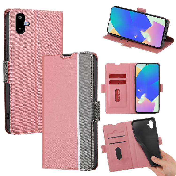Funda de cuero con textura de sarga y botones laterales para Samsung Galaxy F06 5G (rosa)