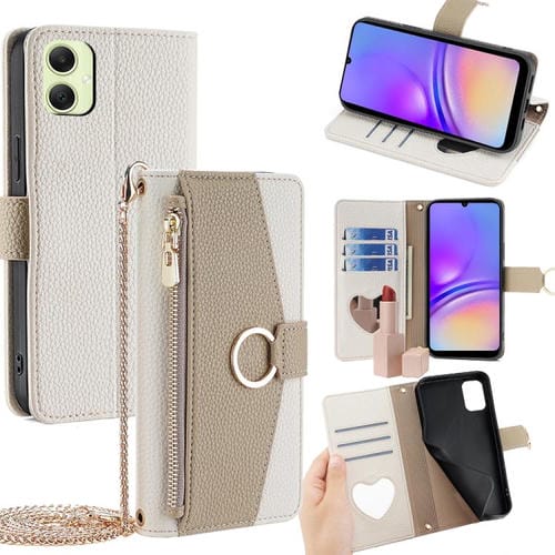 Funda de cuero con textura de lichi cruzada para Samsung Galaxy A05 4G (blanca)