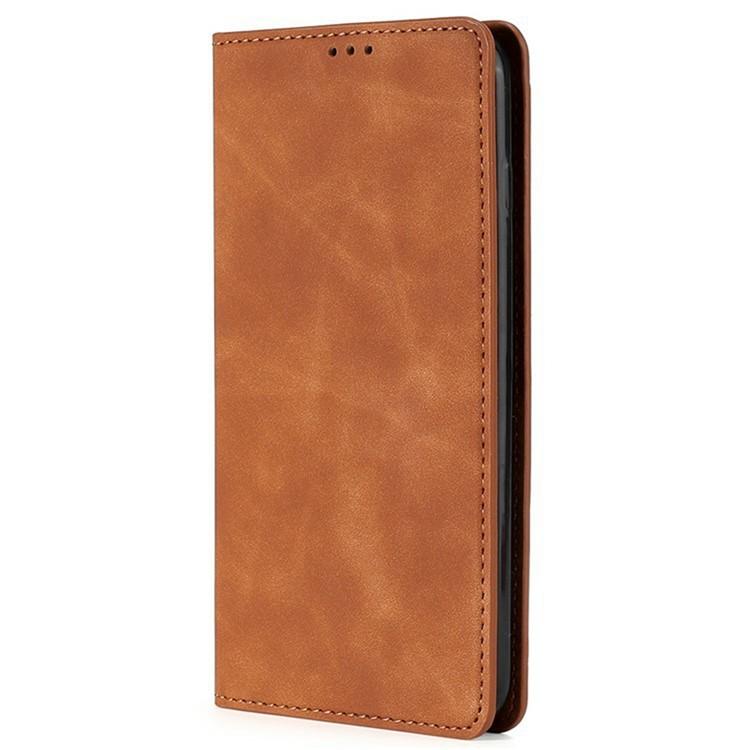 Funda de cuero magnética con textura de piel para Samsung Galaxy Xcover 7 Pro 5G (marrón claro)