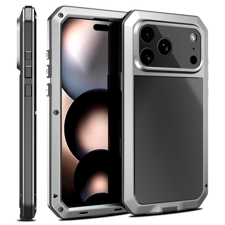Funda metálica triple a prueba de RedPepper para iPhone 17 Pro Max (plateada)