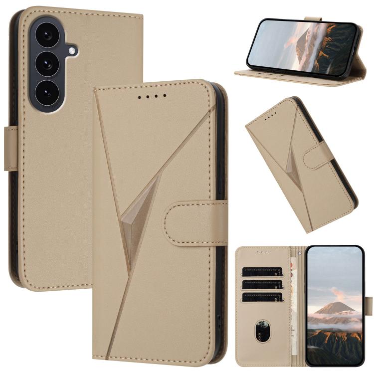 Funda de cuero con hebilla y diseño triangular para Samsung Galaxy S25 FE 5G (dorada)
