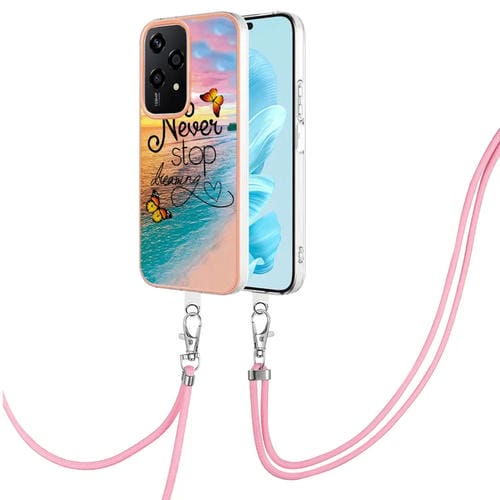 Funda TPU con Patrón Galvanoplastia Global Imd para Honor 200 Lite con Cordón (Mariposa Persiguiendo Sueños)