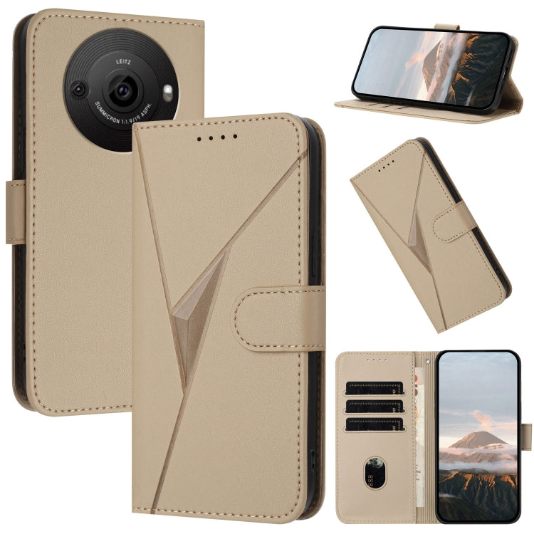 Estuche de Cuero con Hebilla y Diseño Triangular para Sharp Aquos R8 Pro Sh-51D (Dorado)