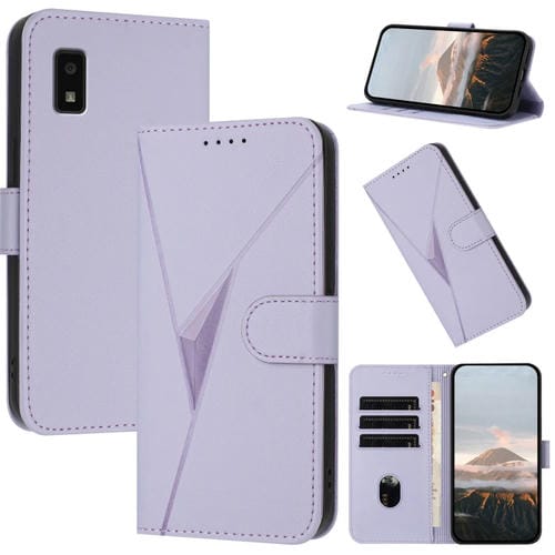 Funda de Cuero con Hebilla y Diseño Triangular para Sharp Aquos Wish (Morado Claro)