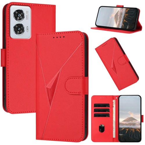 Funda de Cuero con Hebilla y Diseño Triangular para Motorola Edge 50 Fusion (Rojo)