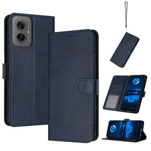 Funda de Piel Sintética con Tapa para Motorola Moto G55 (Azul Oscuro)