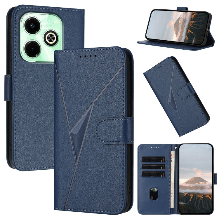 Funda de Cuero con Cierre de Hebilla y Diseño Triangular para Infinix Hot 40I (Azul Real)