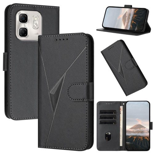 Funda Cuero con Hebilla y Diseño Triangular para Infinix Hot 50I Smart 9 (Negra)