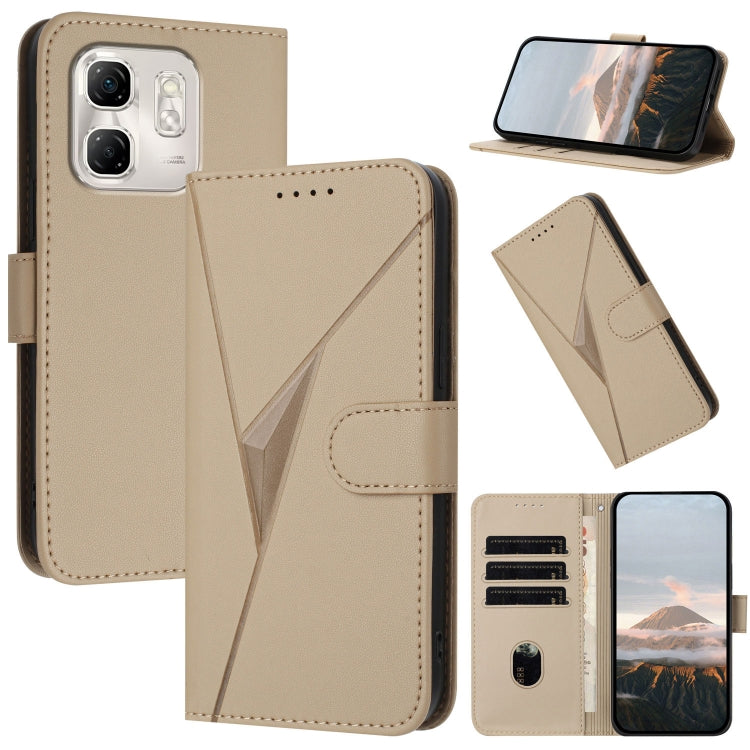 Funda de Cuero con Hebilla y Diseño Triangular para Infinix Hot 50I/Smart 9 (Dorada)