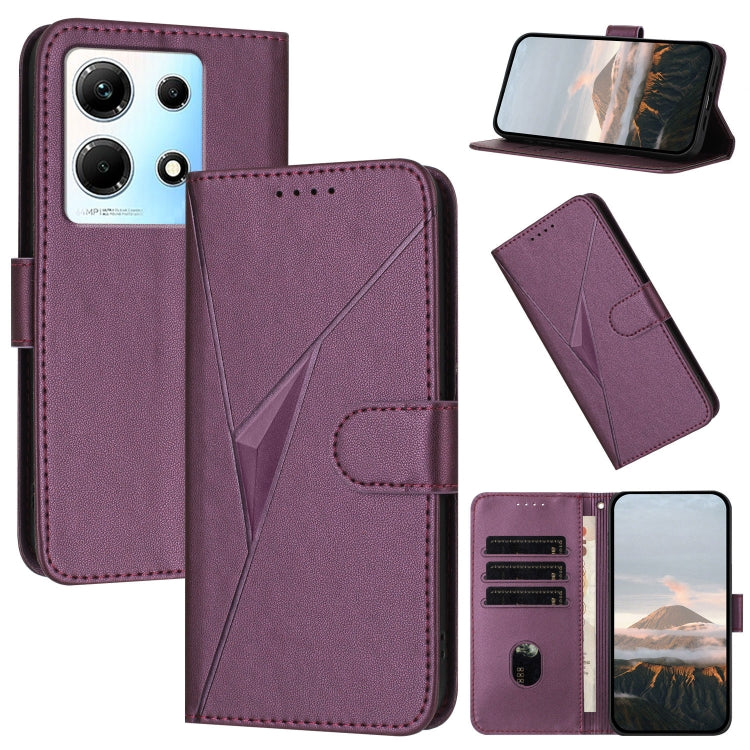Funda de Cuero con Cierre de Hebilla y Diseño Triangular para Infinix Note 30 4G (Morado Oscuro)