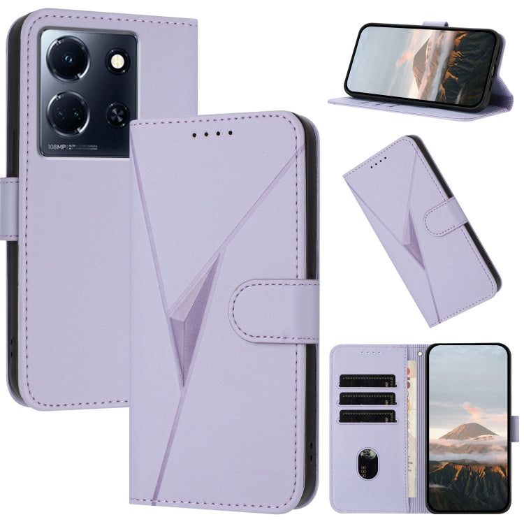 Funda de Cuero con Cierre de Hebilla y Diseño Triangular para Infinix Note 30 5G (Morado Claro)