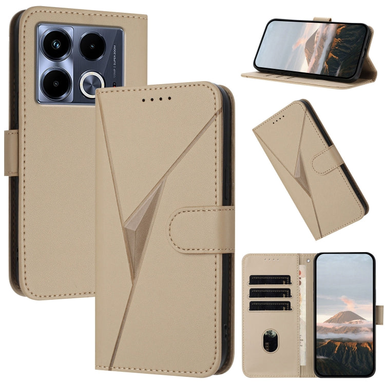 Funda de Cuero con Cierre de Hebilla y Diseño Triangular para Infinix Note 40 5G (Dorada)
