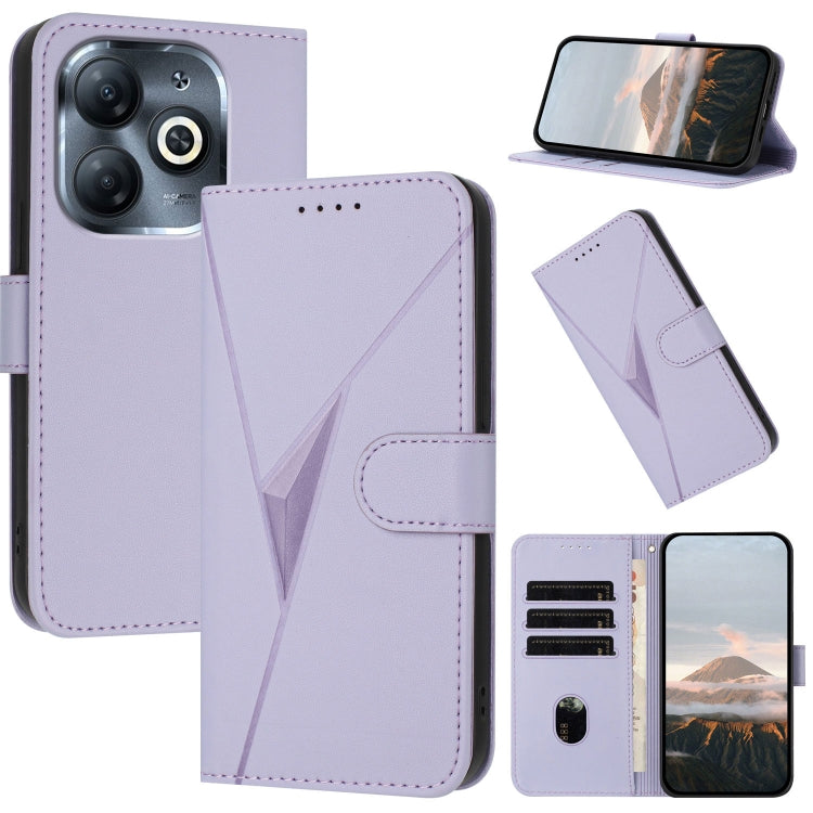 Funda de Cuero para Infinix Smart 8 con Cierre de Hebilla y Diseño Triangular (Morado Claro)