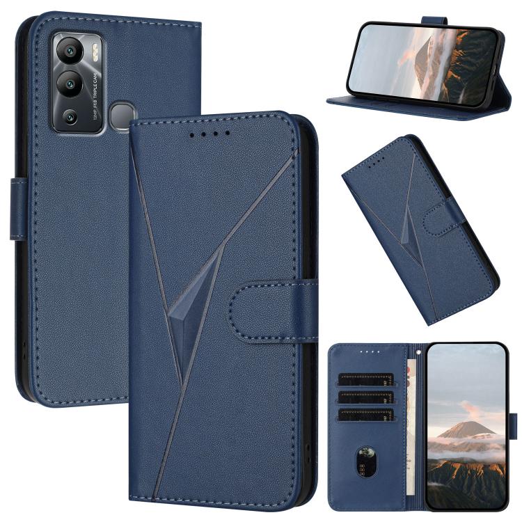Funda de Cuero con Cierre de Hebilla y Diseño Triangular para Infinix Hot 12I (Azul Real)