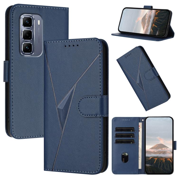 Funda de Cuero con Cierre de Hebilla y Diseño Triangular para Infinix Hot 50 Pro 4G (Azul)