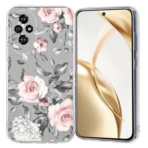 Funda TPU Honor 200 con Patrón de Pintura Colorida Flores (Gris)