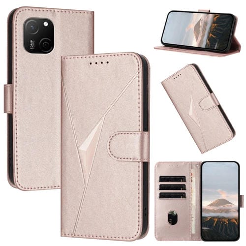 Funda de Cuero con Cierre de Hebilla y Diseño Triangular para Huawei Maimang A20 (Oro Rosa)
