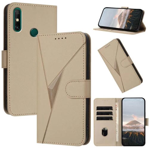 Funda de Cuero con Cierre de Hebilla y Diseño Triangular para Huawei Enjoy 20E (Dorada)