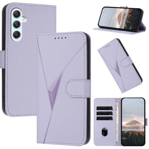Funda Cuero Samsung Galaxy A35 5G Cierre Hebilla Diseño Triangular (Morado Claro)