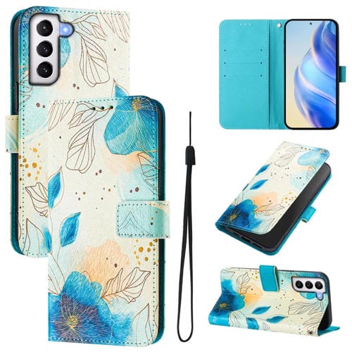 Funda de Cuero para Teléfono Samsung Galaxy S21+ 5G con Patrón Artístico Flores Florecientes (Color)