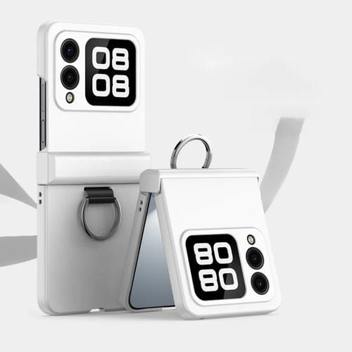 Funda para Teléfono Huawei Nova Flip con Anillo Ultrafino y Bisagra (Blanca)