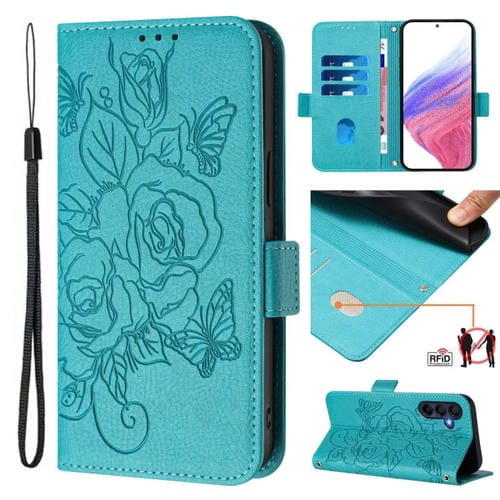 Funda de Cuero Antirrobo con Rfid para Samsung Galaxy A26 (Azul Claro)