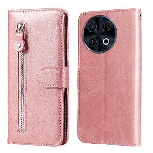 Funda de Piel con Cremallera para Tecno Spark 30 Pro 4G (Oro Rosa)
