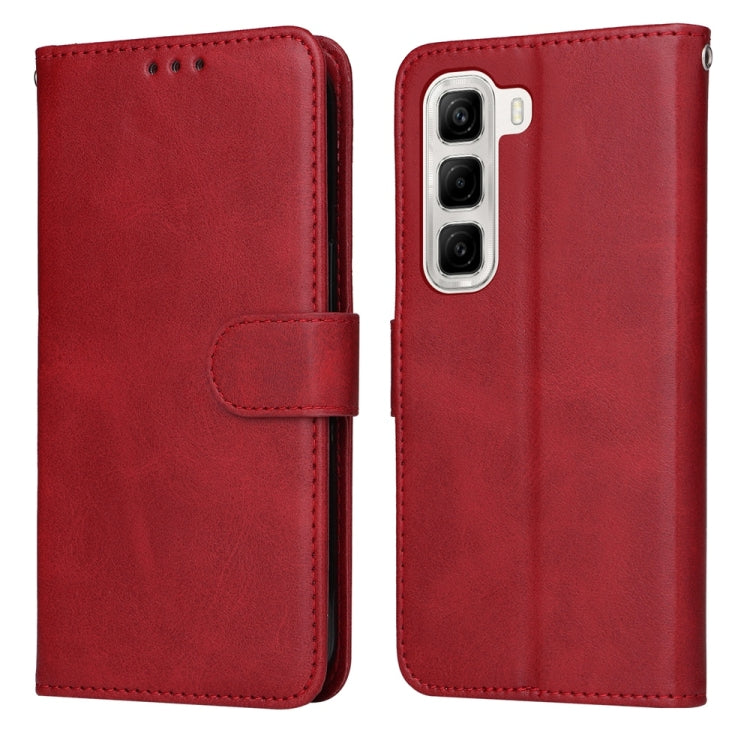Funda Piel Sintética con Tapa Textura Clásica Becerro para Infinix Hot 50 4G (Roja)