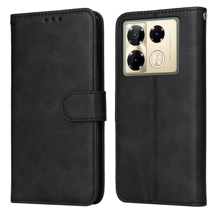 Funda de Cuero con Tapa y Textura Clásica Becerro para Infinix Note 40 Pro 4G/5G/Pro+ (Negra)