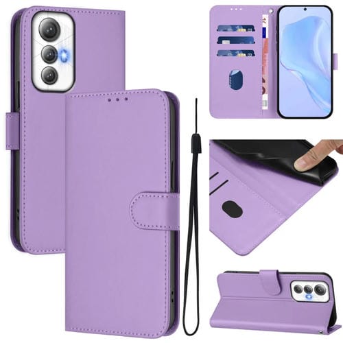 Funda de Piel con Cordón para Cubot Max 5 con Tacto de Piel (Morado Lavanda)