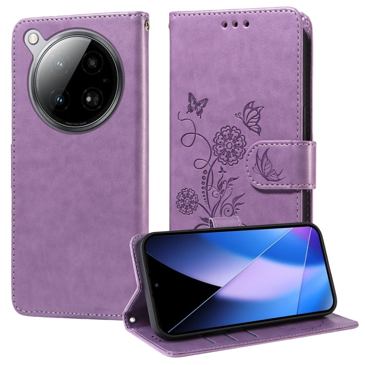 Funda de Cuero para Infinix Zero 40 4G/5G con Diseño de Mariposas y Flores en Relieve (Morado)