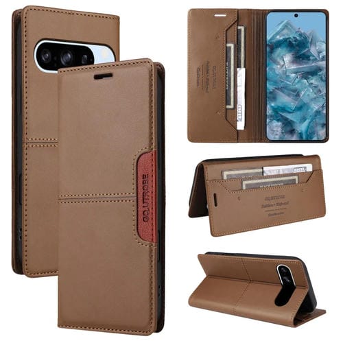 Funda de Cuero Antirrobo Rfid Gqutrobe G01 para Google Pixel 8 Pro (Marrón)