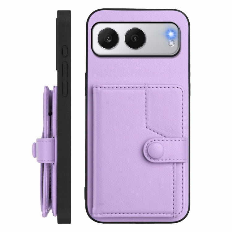 Funda para Teléfono OnePlus Nord Antirrobo con RFID y Tarjetero 4 Botones (Morado)