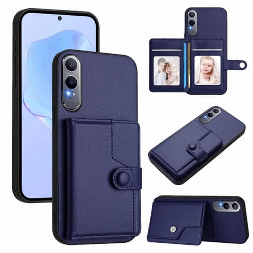 Funda para Teléfono Antirrobo con Botón y Tarjetero para OnePlus Nord CE4 Lite 5G (Azul)