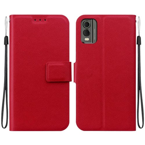 Funda de Cuero Ultradelgada con Hebilla Magnética para Nokia C32 (Roja)