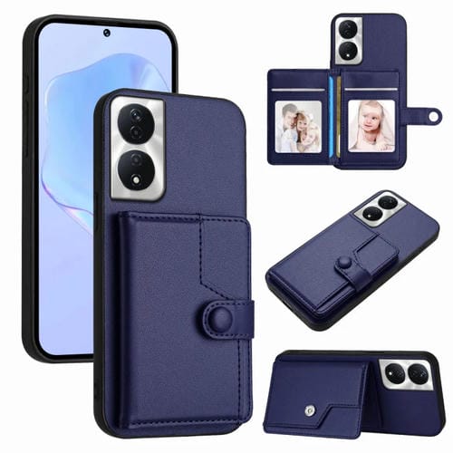 Funda Antirrobo para Honor X7B Play 8T 5G con Botón RFID y Tarjetero (Azul)