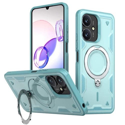 Funda híbrida de TPU con soporte para anillo MagSafe para Redmi 13C 5G (azul claro)