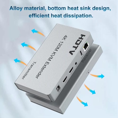 Extensor de Red HDMI USB KVM 4K 120 m con Enchufe de EE. UU.