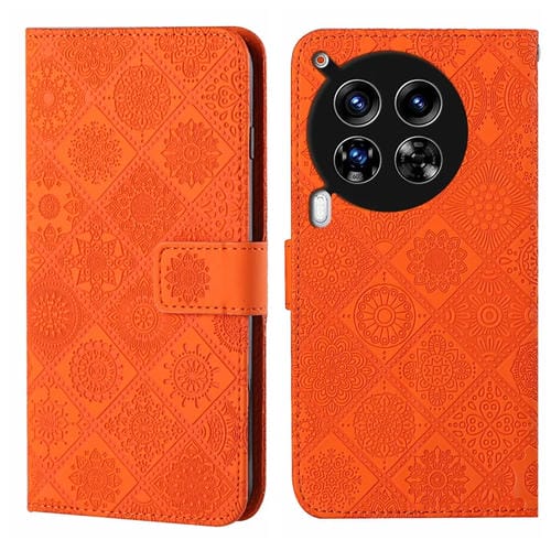 Funda de Cuero con Patrón en Relieve Estilo Étnico para Tecno Camon 30 4G/5G (Naranja)