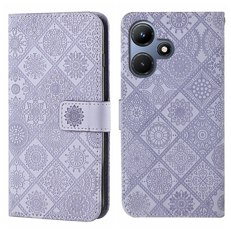 Funda de Cuero con Patrón en Relieve Estilo Étnico para Infinix Hot 30I (Morado)