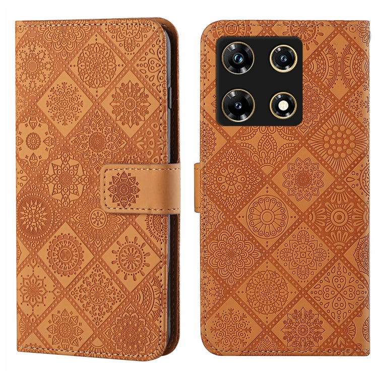 Funda de Cuero con Patrón en Relieve Estilo Étnico para Infinix Note 30 Pro 4G (Marrón)