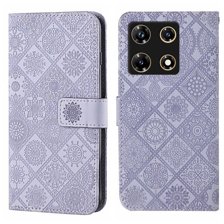 Funda de Cuero con PatrĂłn En Relieve Estilo Ătnico para Infinix Note 30 Pro 4G (Morado)