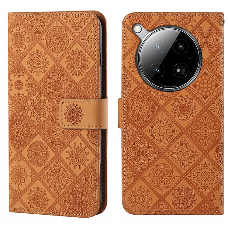 Funda de Cuero con Patrón En Relieve Estilo Étnico para Infinix Zero 40 4G (Marrón)